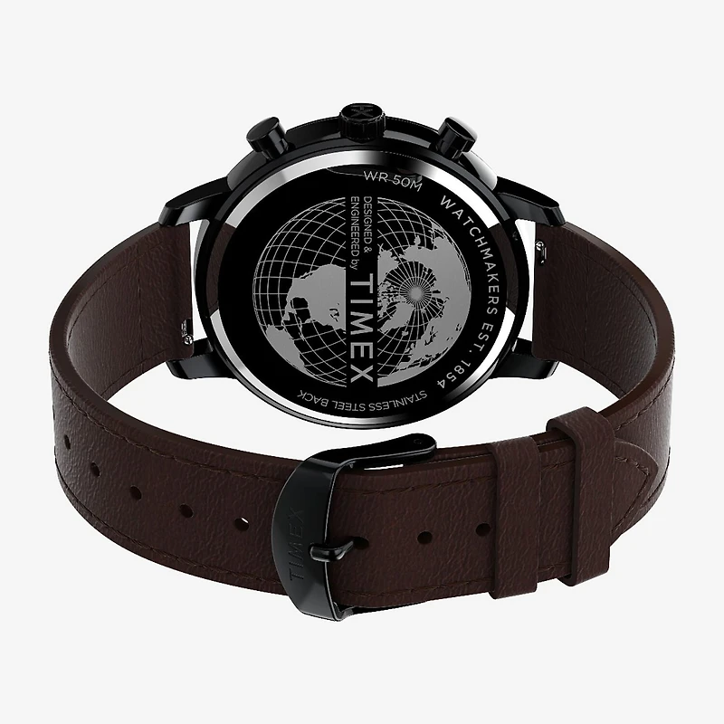 Timex Chicago Mens Brown Leather Strap Watch Tw2w13200ji