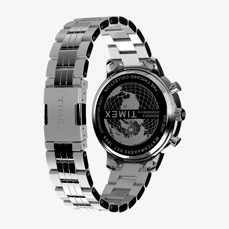 Timex Chicago Mens Silver Tone Stainless Steel Bracelet Watch None