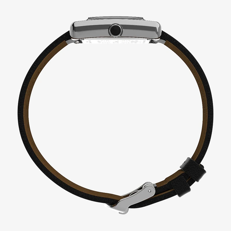 Timex Womens Black Leather Strap Watch None