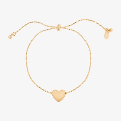 Bijoux Bar Delicates Gold Tone Womens Heart Bolo Bracelet