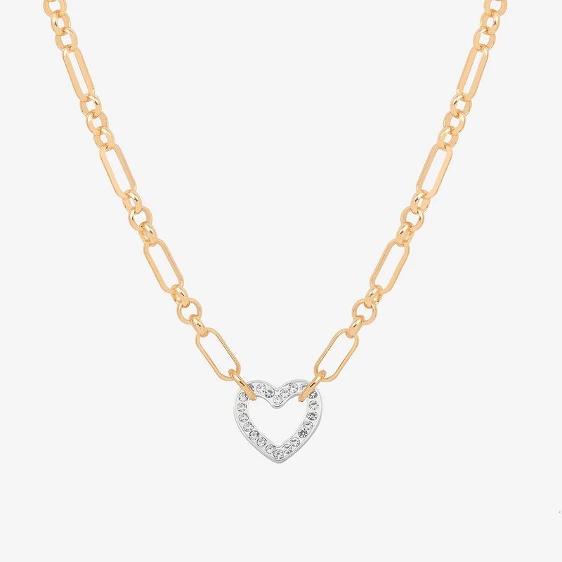 Bijoux Bar Delicates Two Tone Womens Glass Heart 16 Inch Pendant Necklace