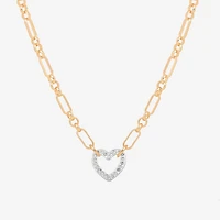 Bijoux Bar Delicates Two Tone Womens Glass Heart 16 Inch Pendant Necklace