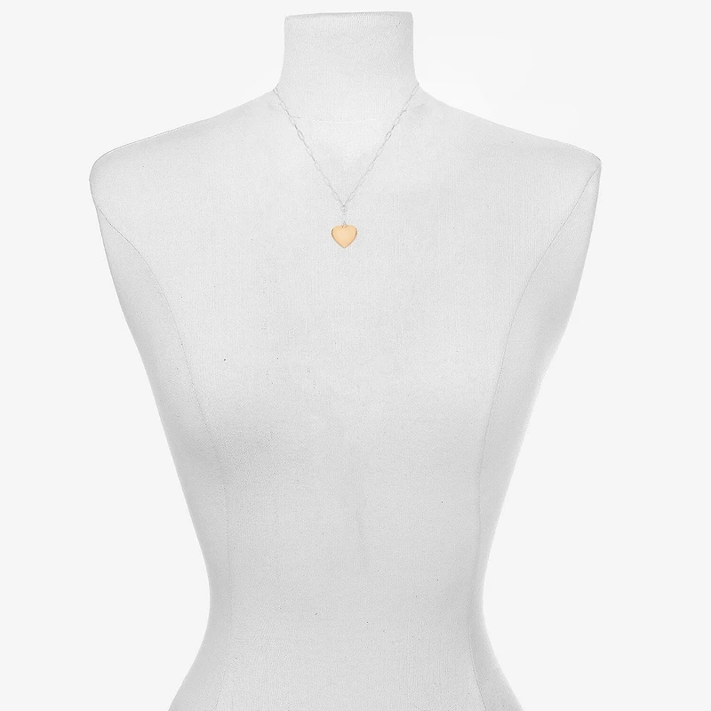 Bijoux Bar Delicates Two Tone Womens Glass Heart 16 Inch Pendant Necklace