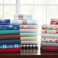 Pointehaven Cotton Heavy Weight 175 GSM Printed Flannel Sheet Set