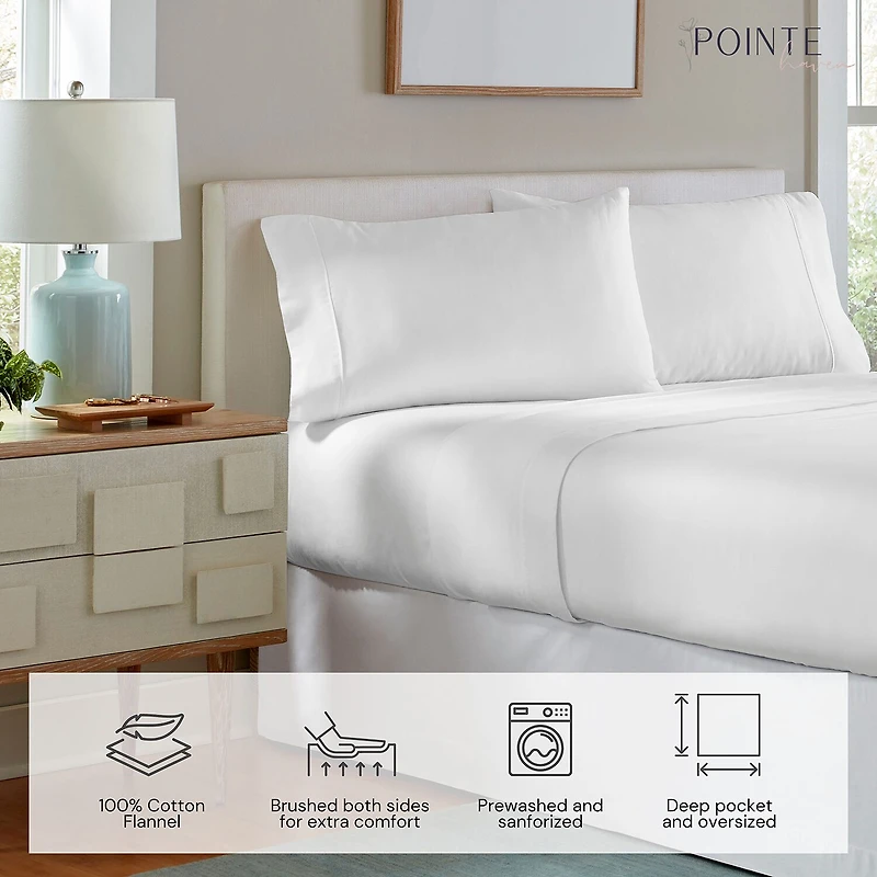 Pointehaven Cotton Heavy Weight 175 GSM Printed Flannel Sheet Set