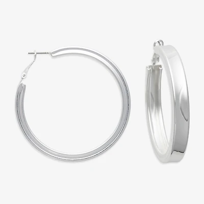 Bold Elements Silver Tone Womens 61.1mm Hoop Earrings