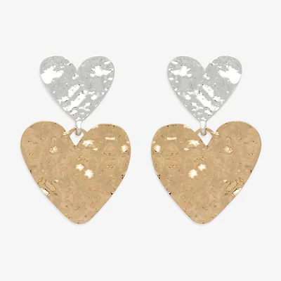 Bold Elements Gold Tone Womens Heart Drop Earrings