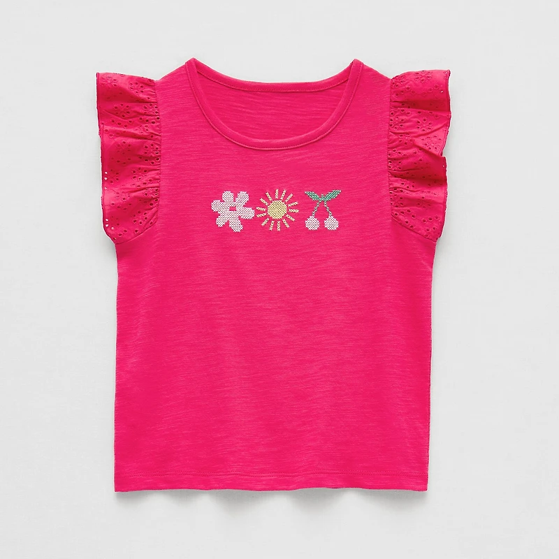 Okie Dokie Toddler & Little Girls Round Neck Sleeveless T-Shirt