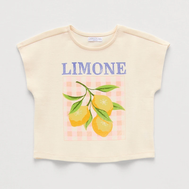 Grayson Little Toddler Girls Crew Neck Short Sleeve Relaxed Fit Graphic T-Shirt
