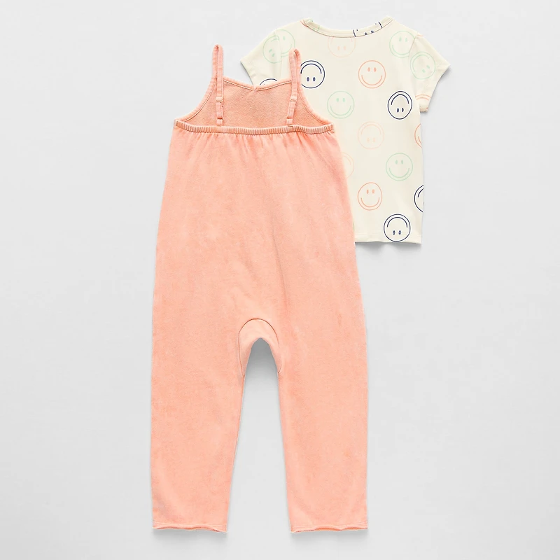 Grayson Little Toddler Girls Crew Neck Short Sleeve Romper Set