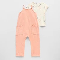 Grayson Little Toddler Girls Crew Neck Short Sleeve Romper Set