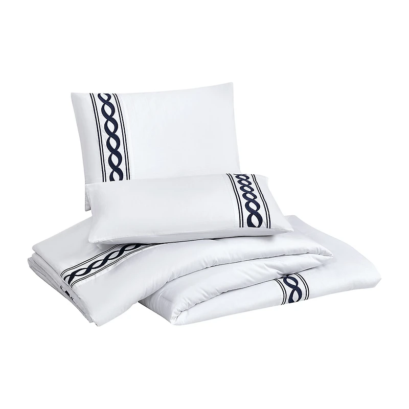 Dee Ocleppo Cable Border 3-pc. Geometric Embroidered Comforter Set