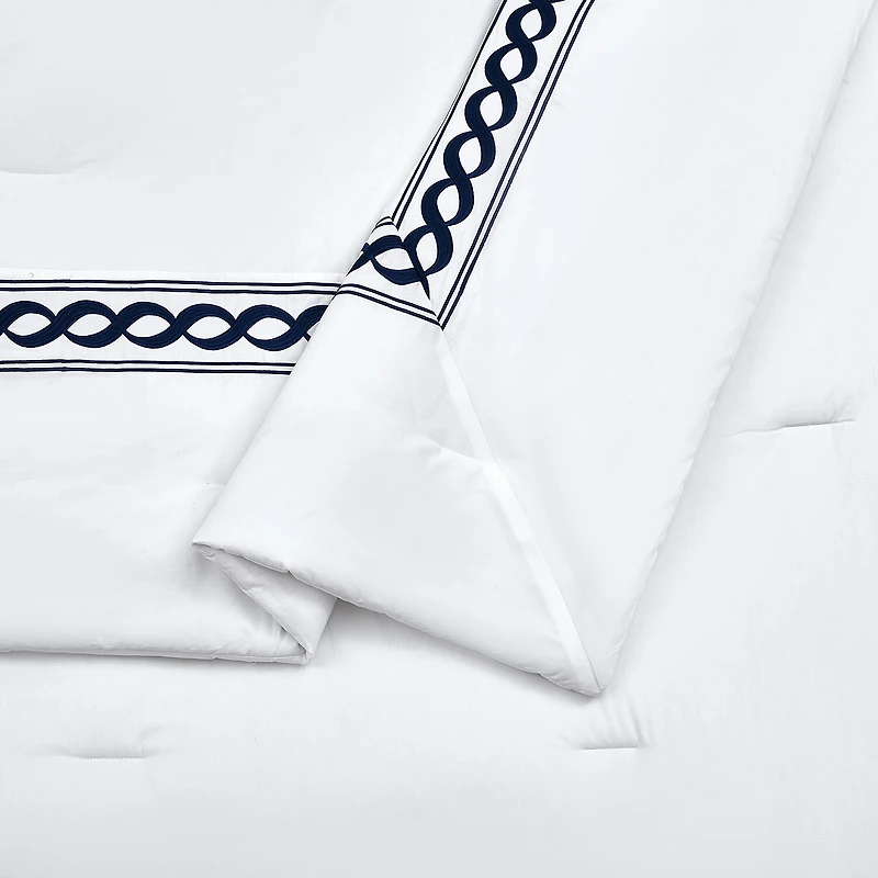Dee Ocleppo Cable Border 3-pc. Geometric Embroidered Comforter Set