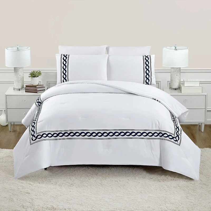 Dee Ocleppo Cable Border 3-pc. Geometric Embroidered Comforter Set
