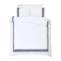 Dee Ocleppo Cable Border 3-pc. Geometric Embroidered Comforter Set