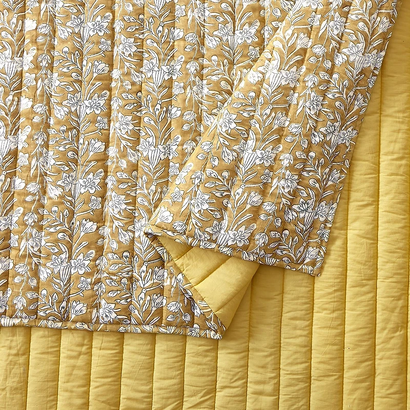 Laurel & Mayfair Sketched Floral Block Print 3-pc. Quilt Set