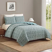 Laurel & Mayfair Floral Vine Block Print 3-pc. Floral Quilt Set