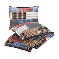 Modern Heirloom Cabin Patchwork 3-pc. Plaid Quilt Set