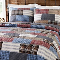 Modern Heirloom Cabin Patchwork 3-pc. Plaid Quilt Set