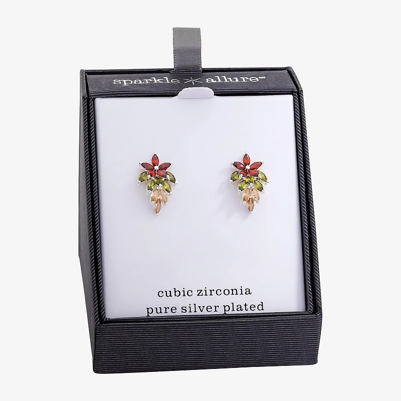Sparkle Allure Multi Color Cubic Zirconia 21.8mm Flower Stud Earrings