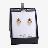 Sparkle Allure Multi Color Cubic Zirconia 21.8mm Flower Stud Earrings