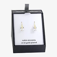 Sparkle Allure Womens Cubic Zirconia 14K Gold Over Brass Rectangular Drop Earrings