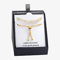 Sparkle Allure Womens Cubic Zirconia 14K Gold Over Brass Bolo Bracelet