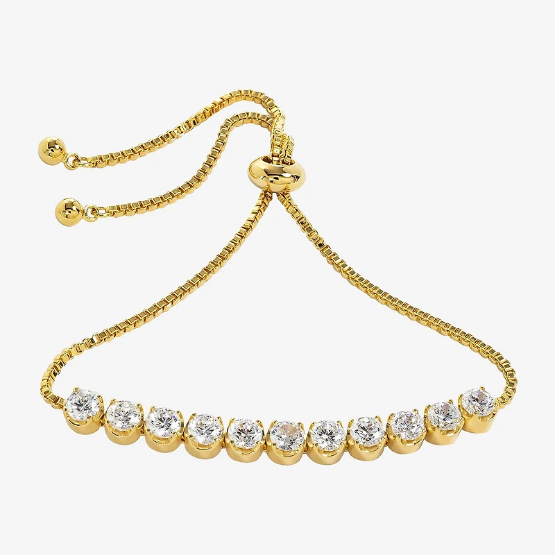 Sparkle Allure Womens Cubic Zirconia 14K Gold Over Brass Bolo Bracelet