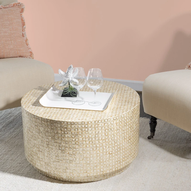 Porada Modern Gold and Ivory Coffee Table