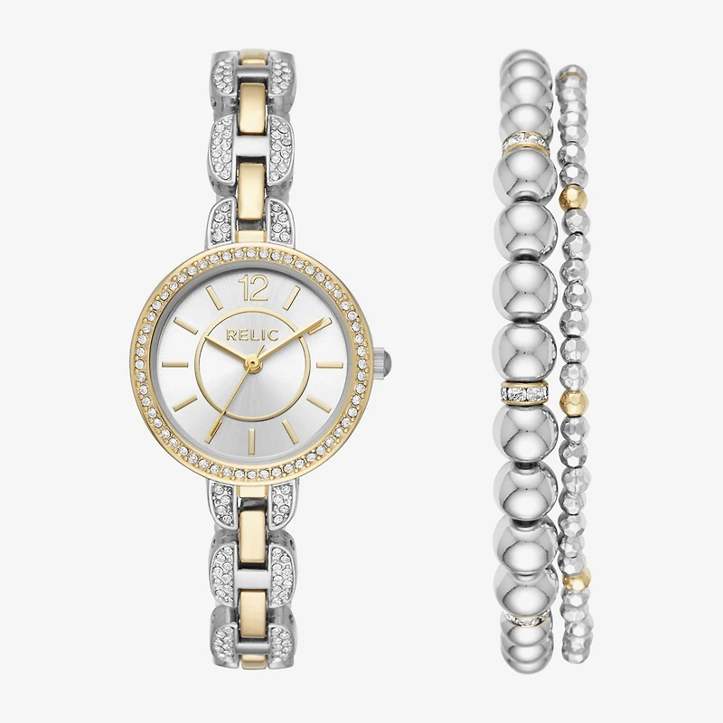 Relic By Fossil Womens Two Tone 2-pc. Watch Boxed Set Zr34504set