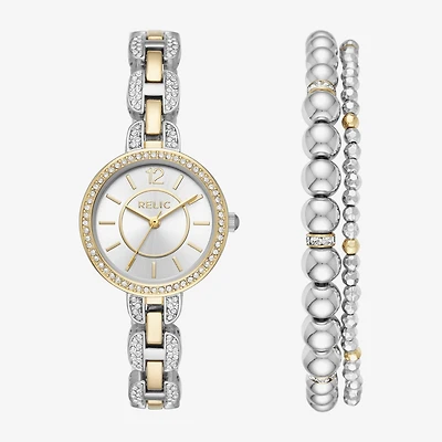 Relic By Fossil Womens Two Tone 2-pc. Watch Boxed Set Zr34504set