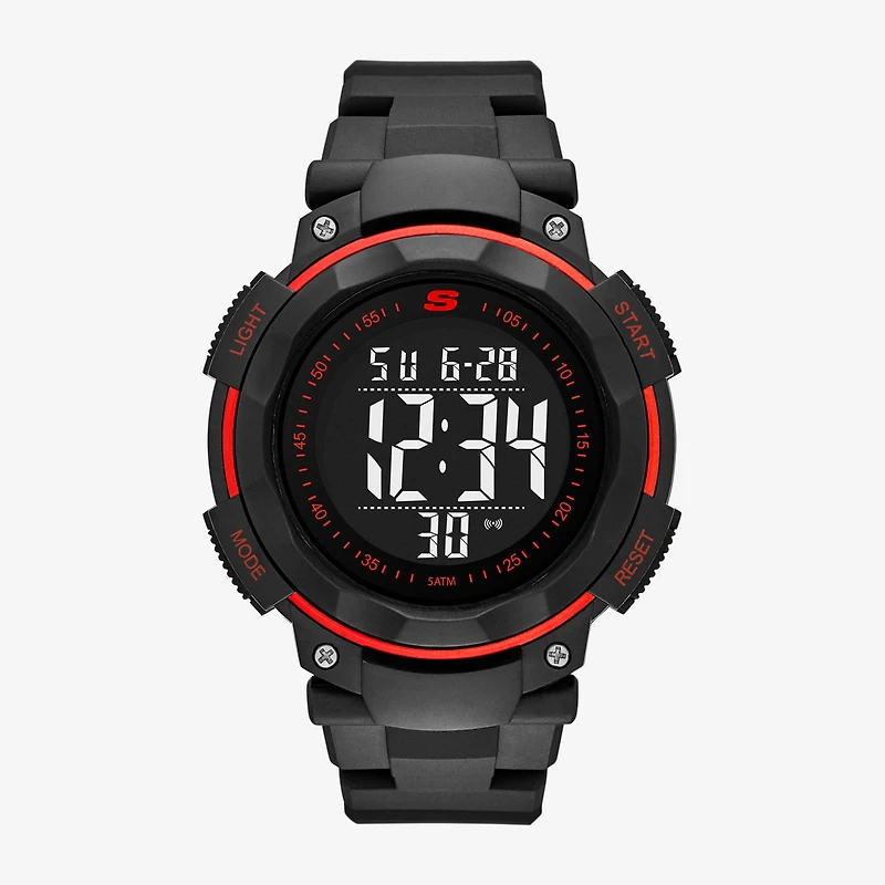 Skechers Ruhland Mens Chronograph Digital Black Strap Watch Sr1022