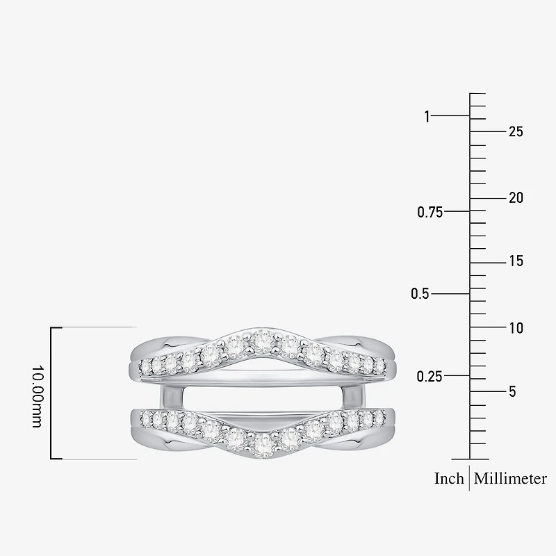 Womens 1/ CT. T.W. Natural White Diamond 10K Gold Wedding Ring Guard