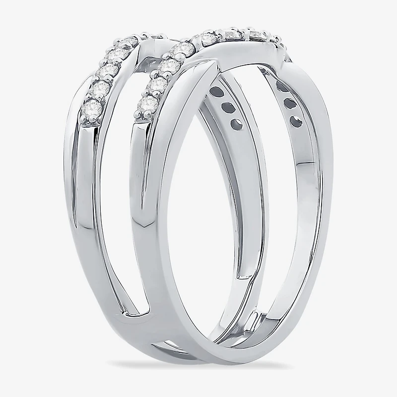 Womens 1/ CT. T.W. Natural White Diamond 10K Gold Wedding Ring Guard