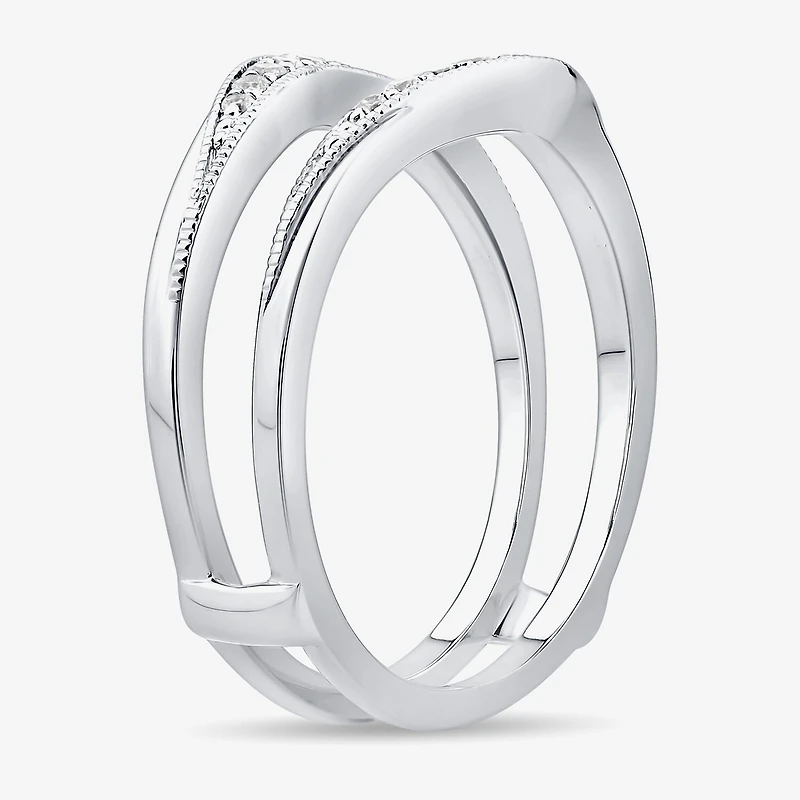 Womens 1/5 CT. Natural White Diamond 10K Gold Wedding Ring Guard