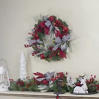 Northlight 52" Houndstooth Bows And Berries Artificial Unlit Swag