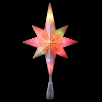 Northlight 11" White Frosted Bethlehem Star With Gold Scrolling Multi Lights Christmas Tree Topper