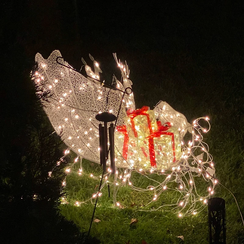 Northlight 48" White Pre-Lit Crystal 3d Sleigh Christmas Yard Art