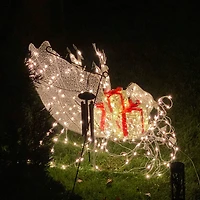 Northlight 48" White Pre-Lit Crystal 3d Sleigh Christmas Yard Art
