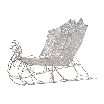 Northlight 48" White Pre-Lit Crystal 3d Sleigh Christmas Yard Art