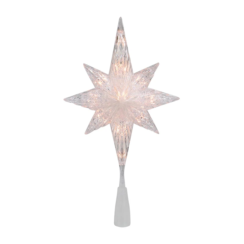 Northlight 11" 8 Point Bethlehem Star Clear Lights Green Wire Christmas Tree Topper