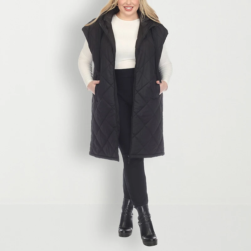 White Mark Womens Lightweight Plus Puffer Vest