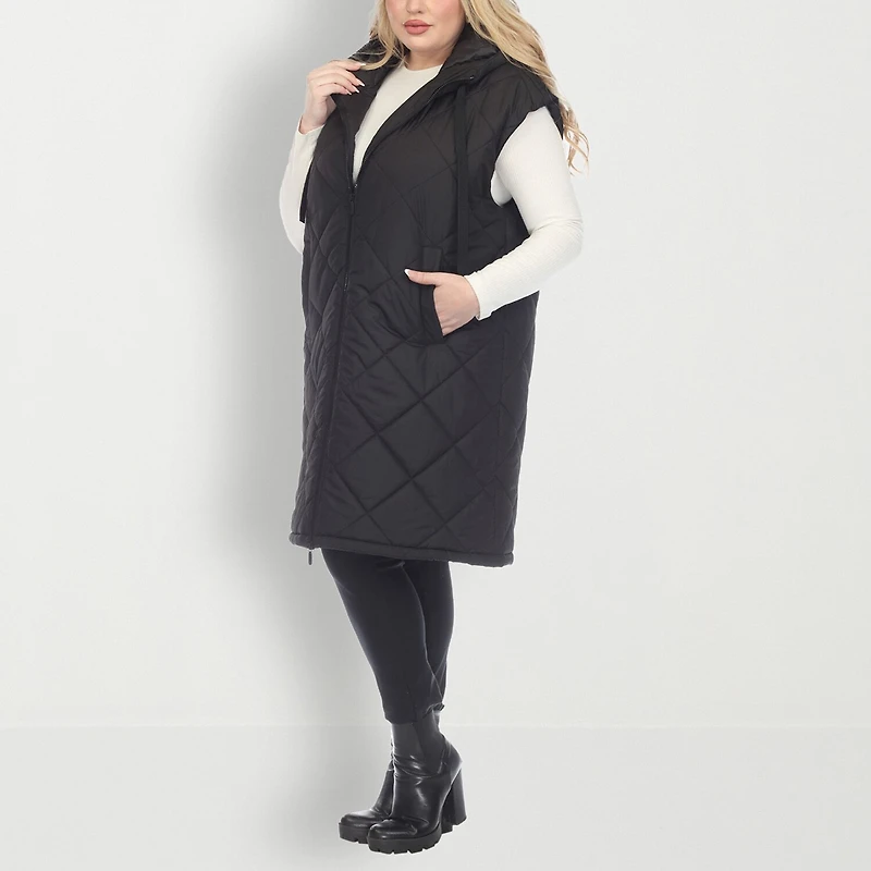 White Mark Womens Lightweight Plus Puffer Vest