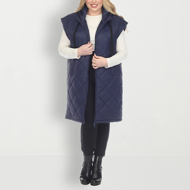 White Mark Womens Lightweight Plus Puffer Vest