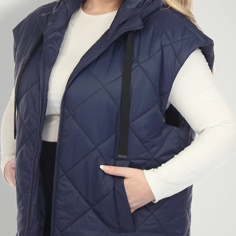 White Mark Womens Lightweight Plus Puffer Vest