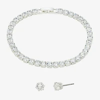 Sparkle Allure Womens Cubic Zirconia Pure Silver Over Brass Round -pc. Jewelry Set