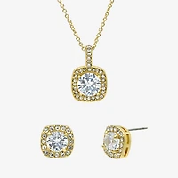 Sparkle Allure Womens Cubic Zirconia 14K Gold Over Brass Square 2-pc. Jewelry Set