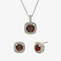 Sparkle Allure Womens Red Cubic Zirconia Pure Silver Over Brass Square 2-pc. Jewelry Set