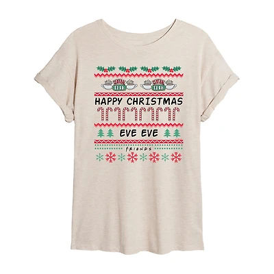 Friends Merry Christmas Eve Tee Womens Crew Neck Short Sleeve Graphic T-Shirt