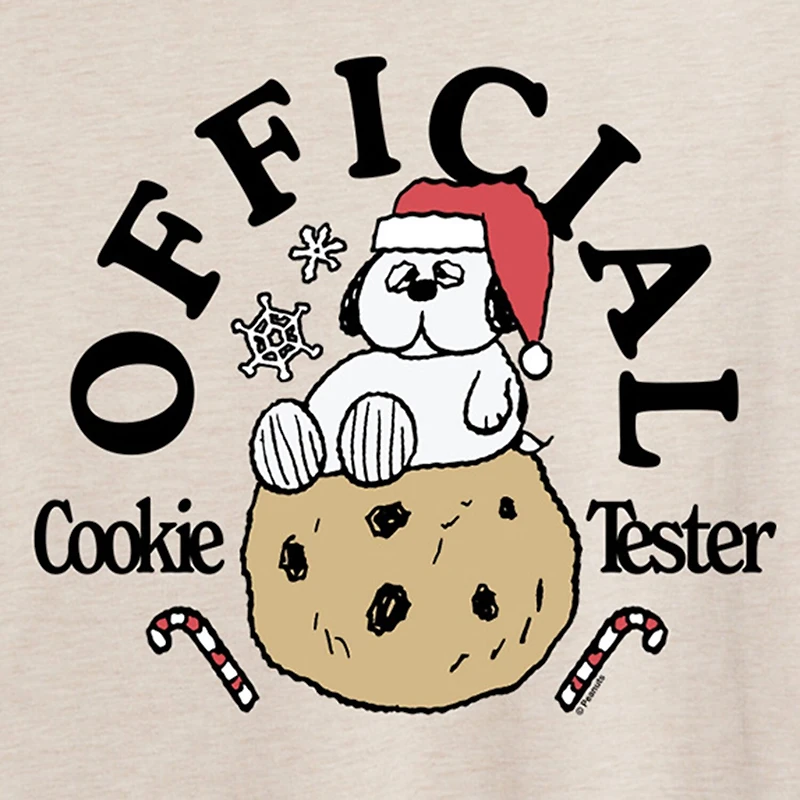 Official Cookie Tester Womens Crew Neck Short Sleeve Regular Fit Snoopy Graphic T-Shirt